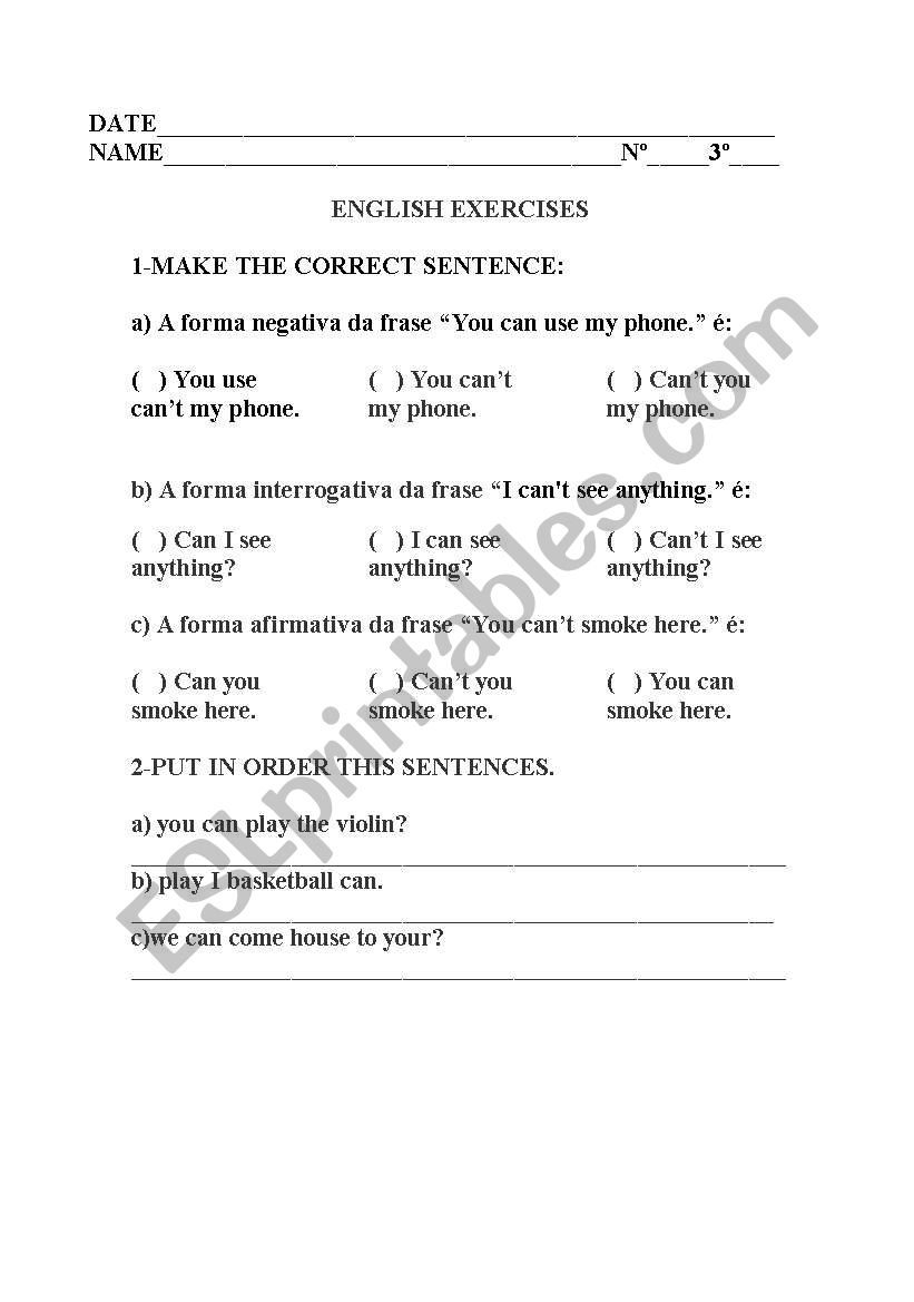 Modal verb worksheet