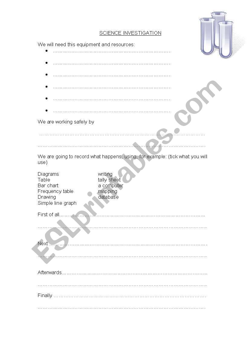 science investigation 2 worksheet