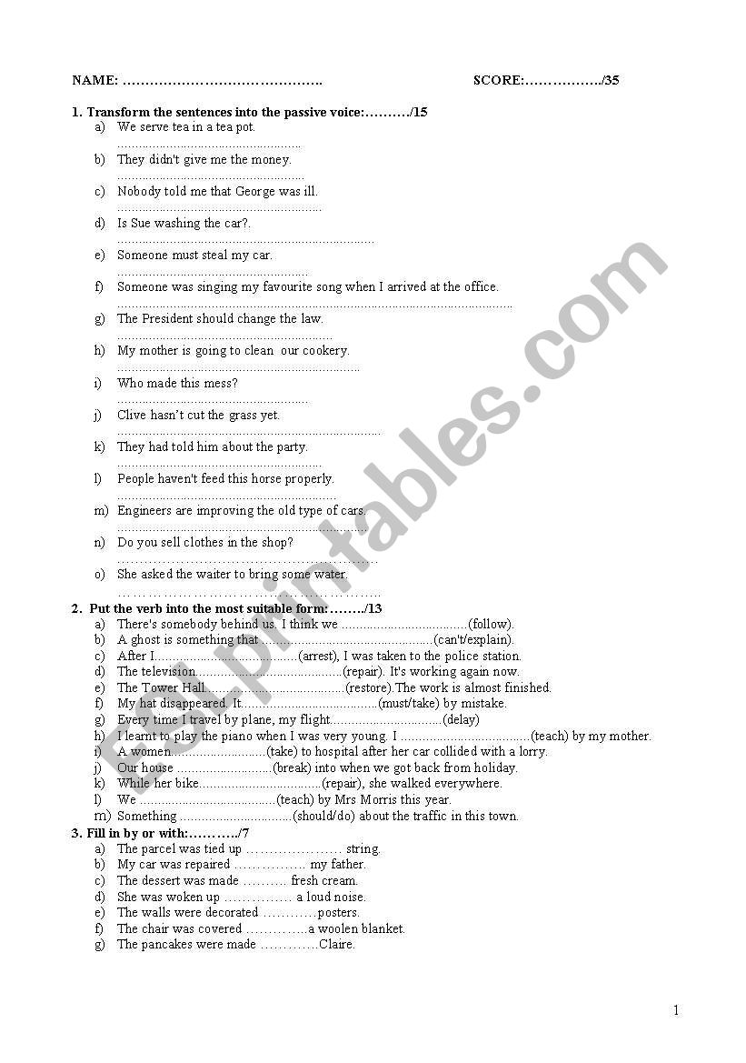 Passive voice worksheet