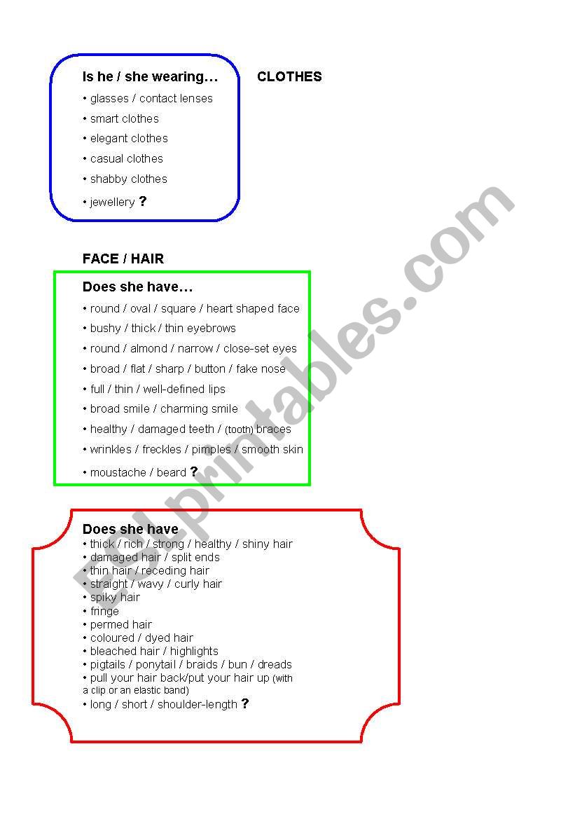 VOCABULARY TIPS: Describing people