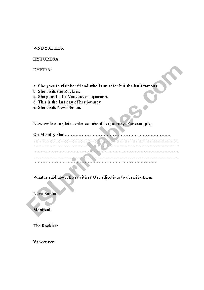 Across Canada II worksheet