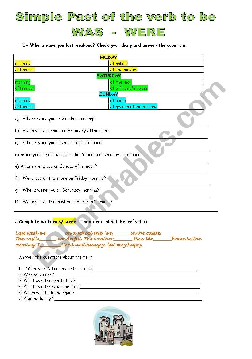 Simple Past WAS And WERE ESL Worksheet By Lissandra