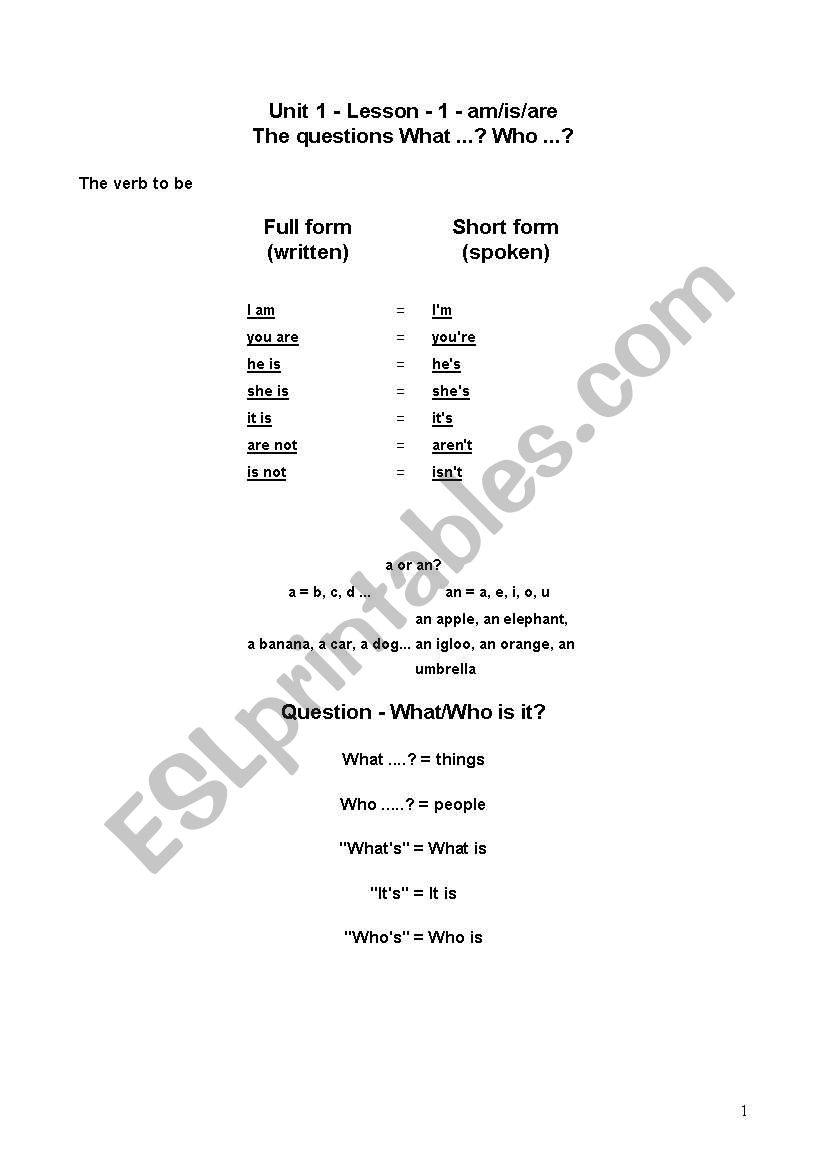 the verbs. to be and to have worksheet