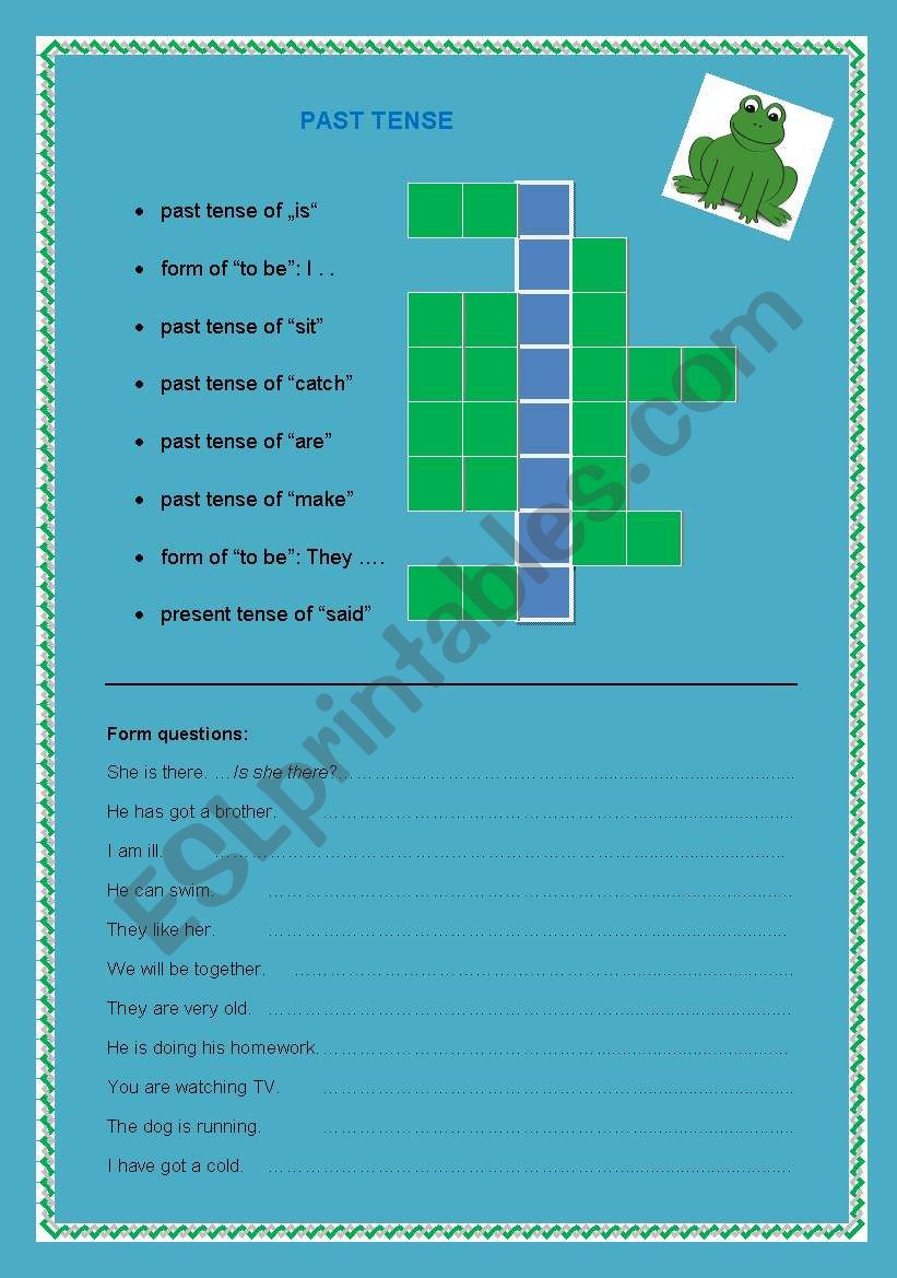 past tense, irregular verbs worksheet