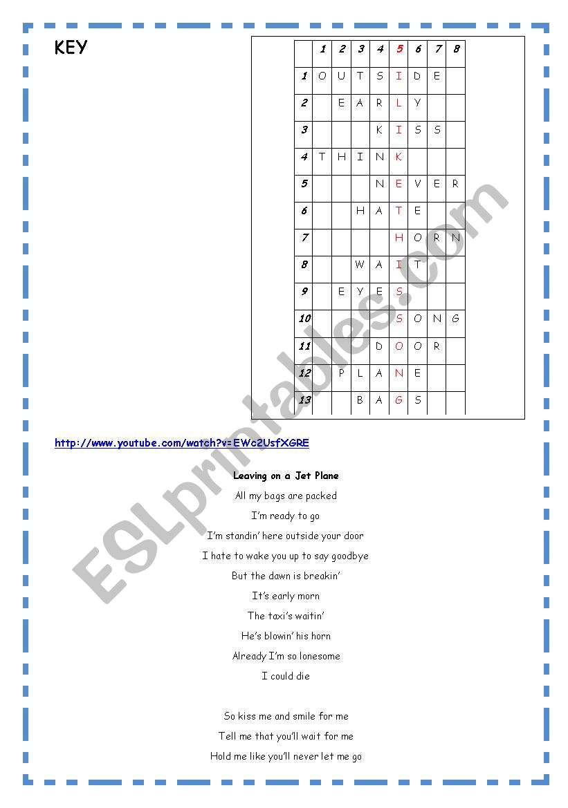 Leaving On A Jet Plane 3 Pages Esl Worksheet By Blizzard1