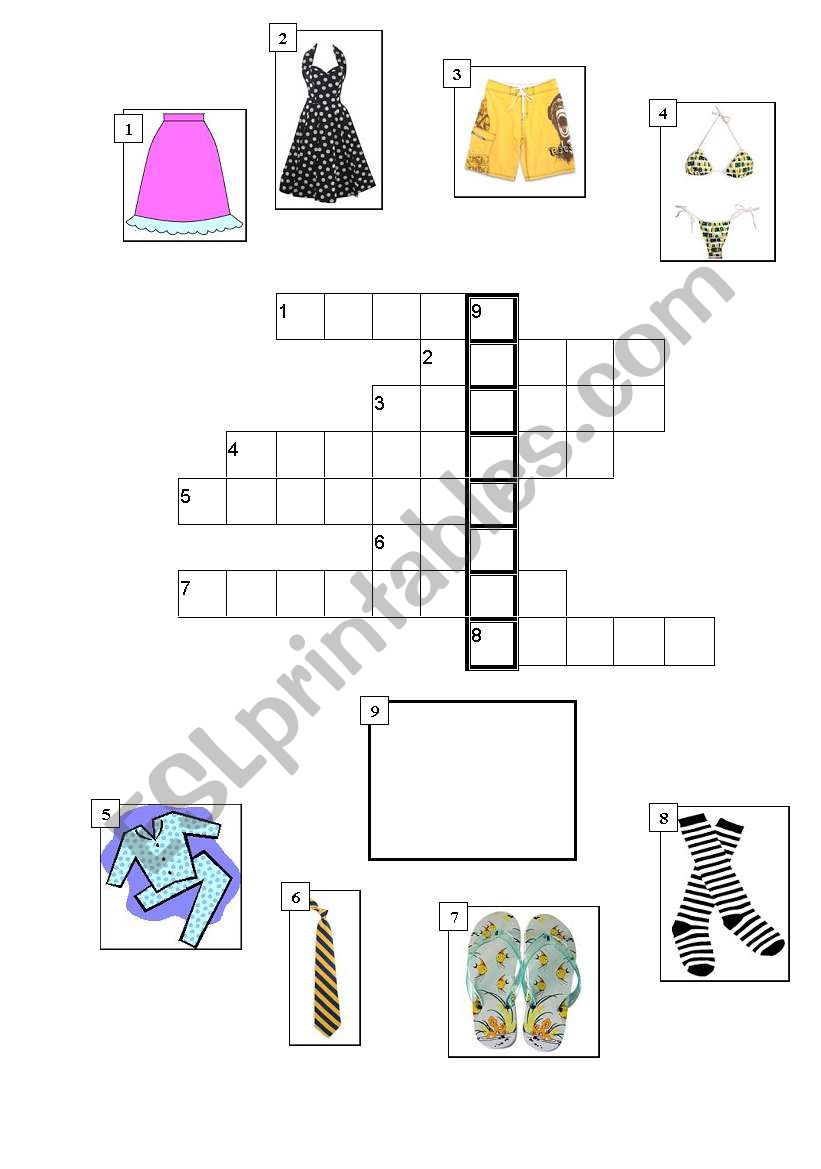 Crossword Clothes worksheet