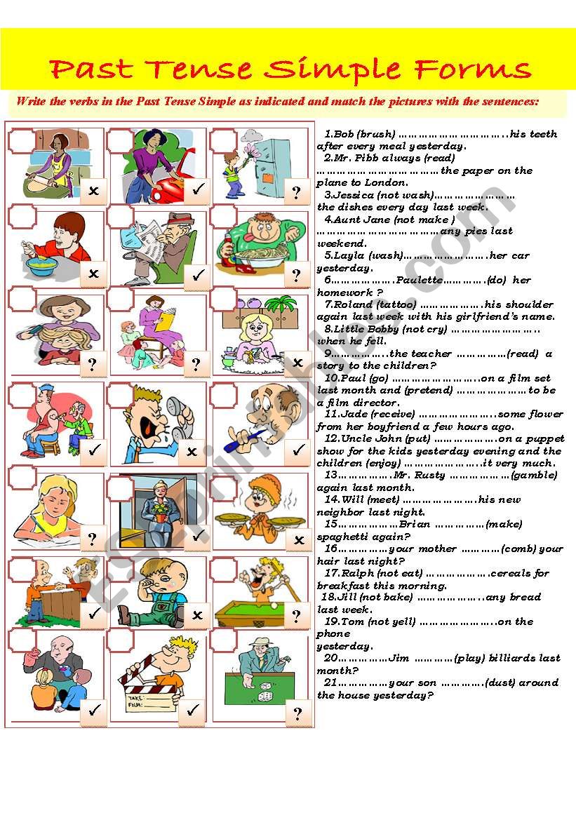 Past Tense Simple affirmative Negative And Interrogative Forms ESL 