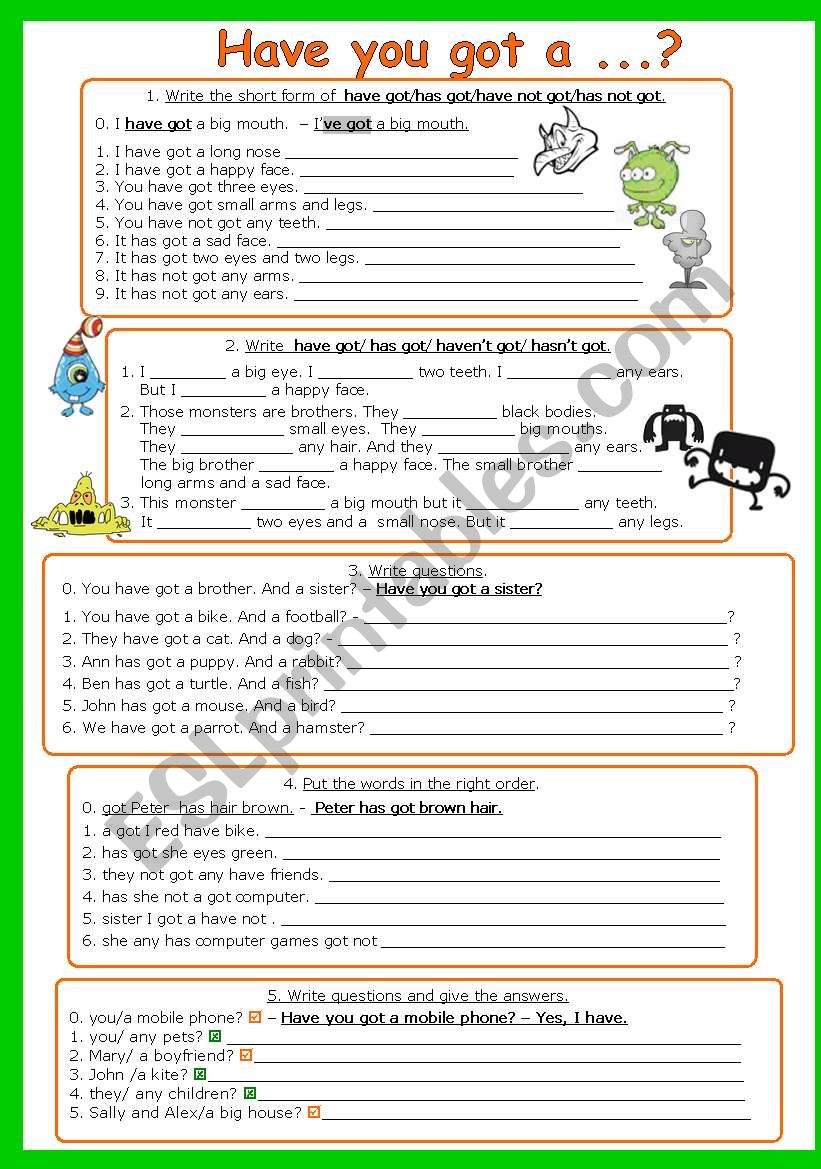 HAVE YOU GOT ..? (GAME + EXERCISES) - ESL worksheet by Larisa.