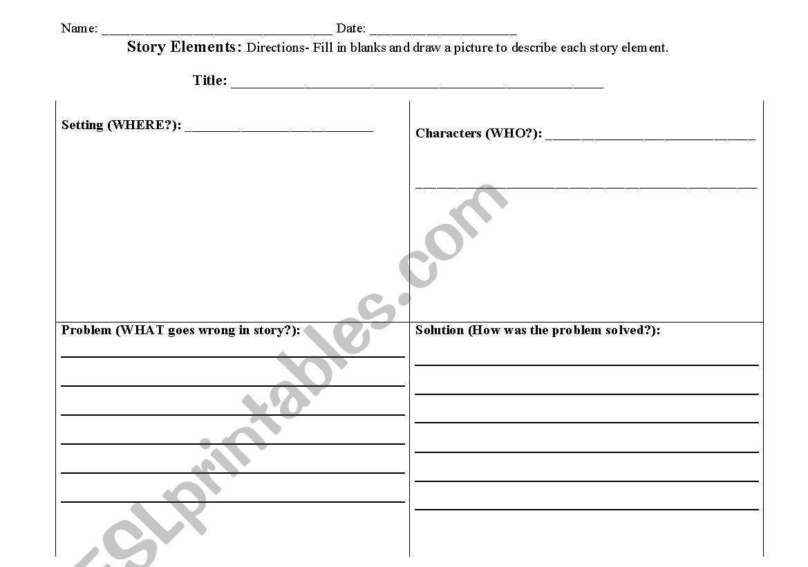 Story Elements worksheet