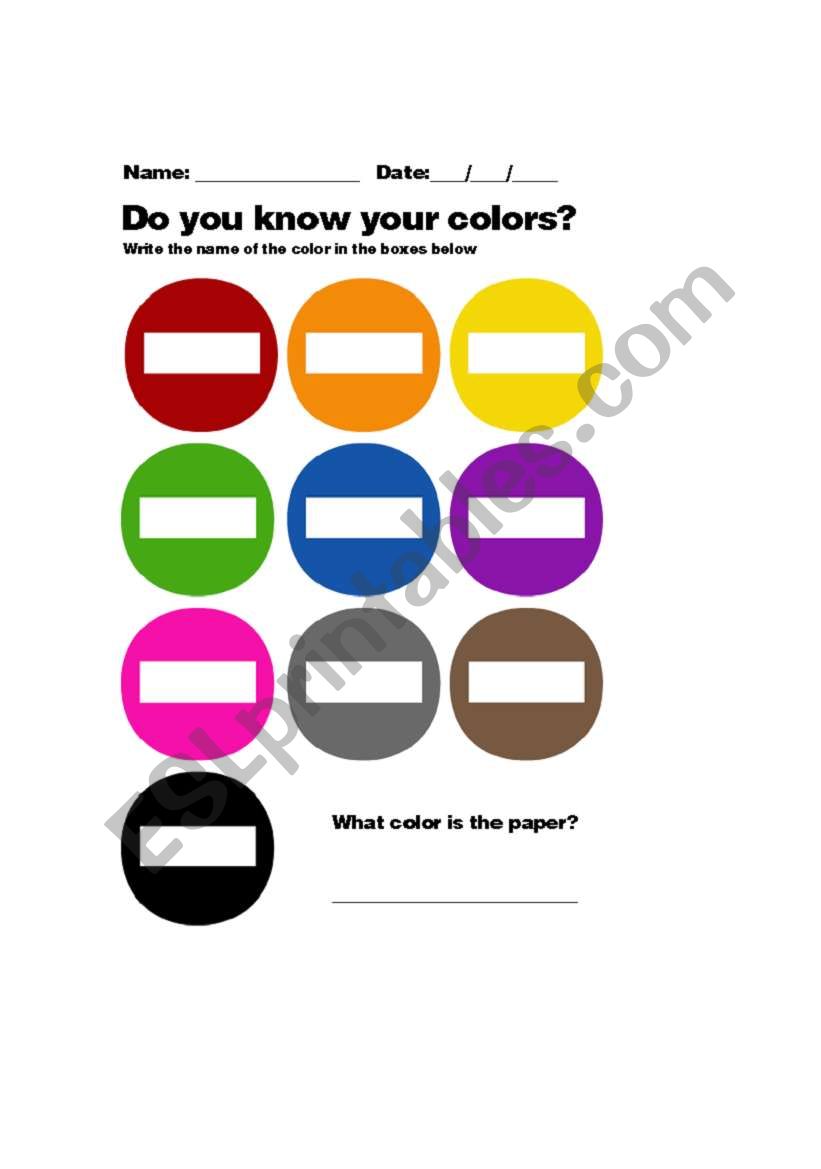 Do you know your colors? worksheet