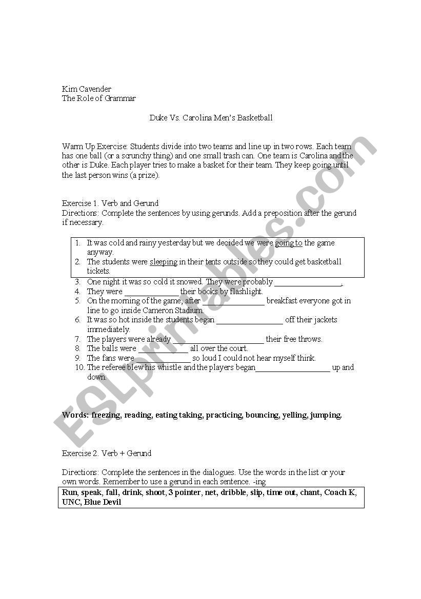 Grammar worksheet