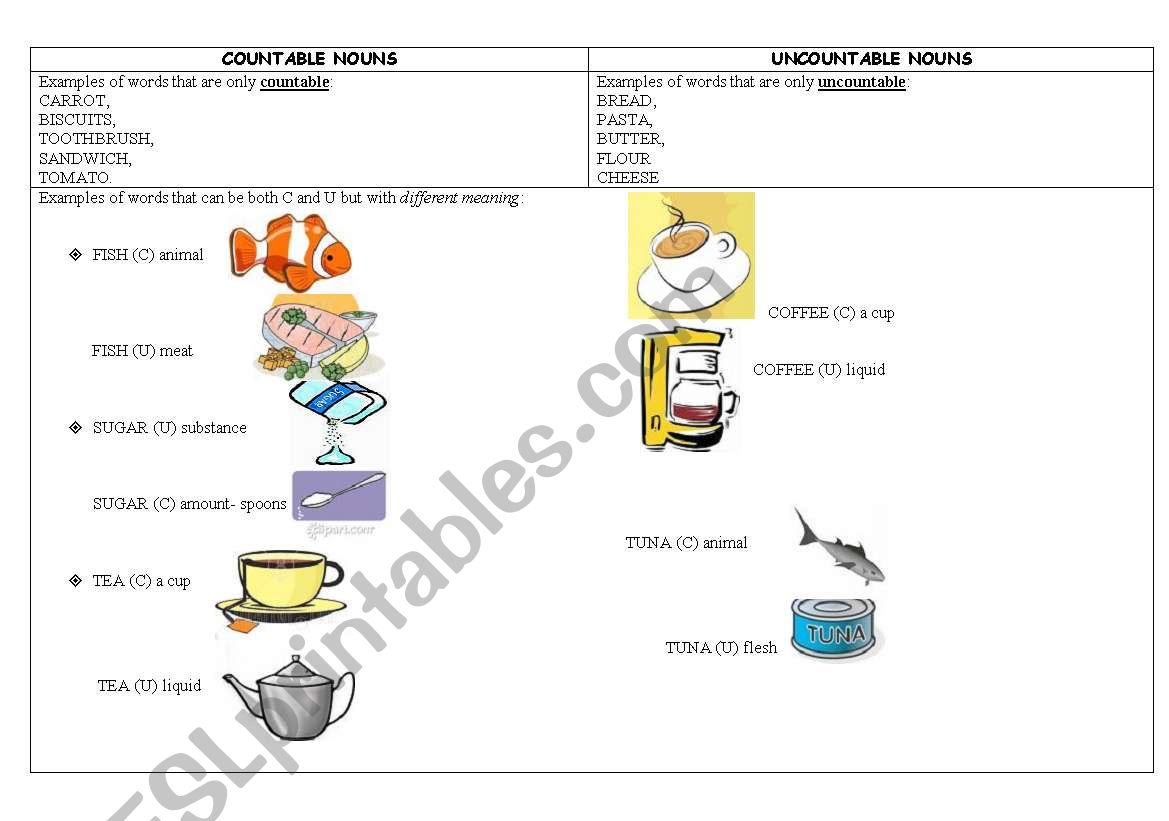 COUNTABLE AND UNCOUNTABLE NOUNS