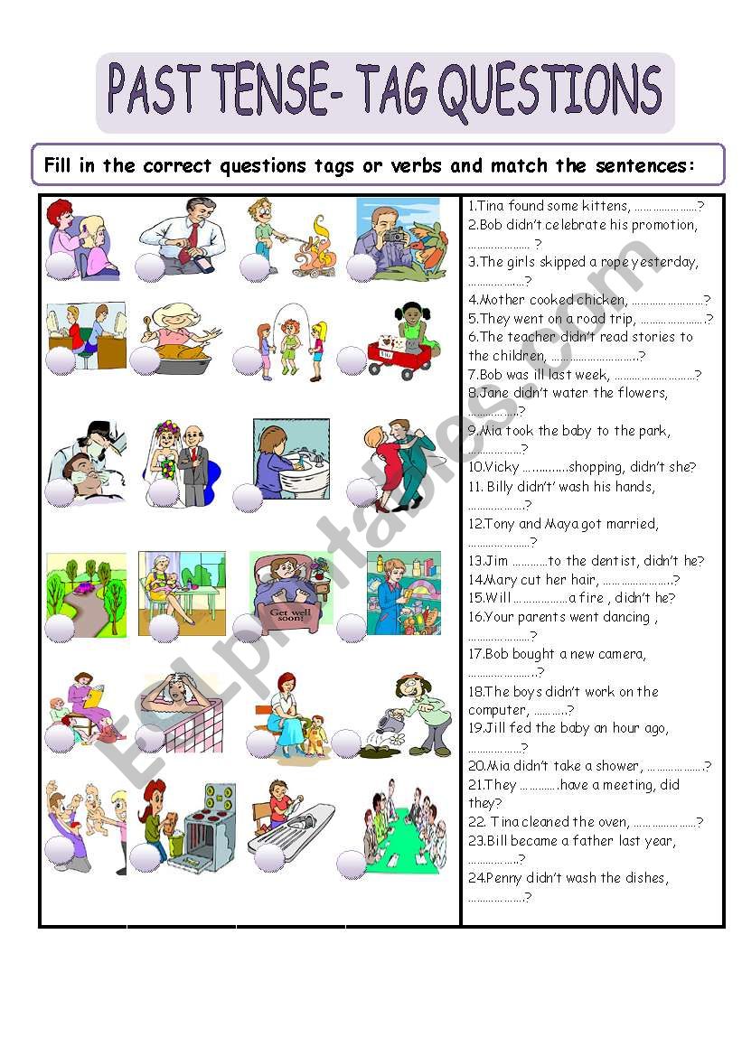 Past Tense tag Questions ESL Worksheet By Alexandra13