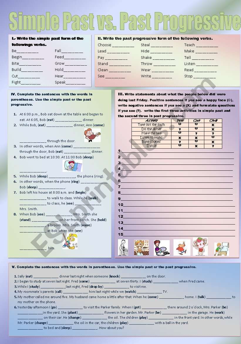 Simple Past Vs Past Progressive ESL Worksheet By ALbaRiTa