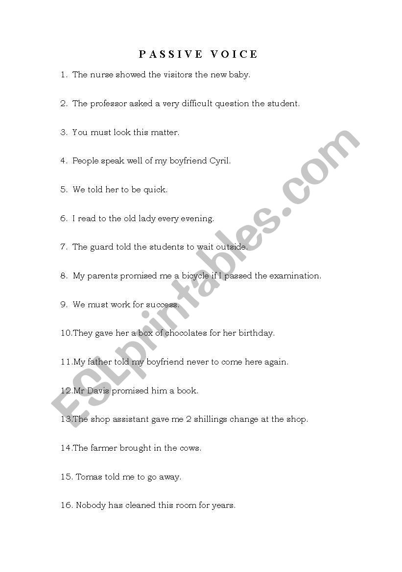 Passive Voice worksheet