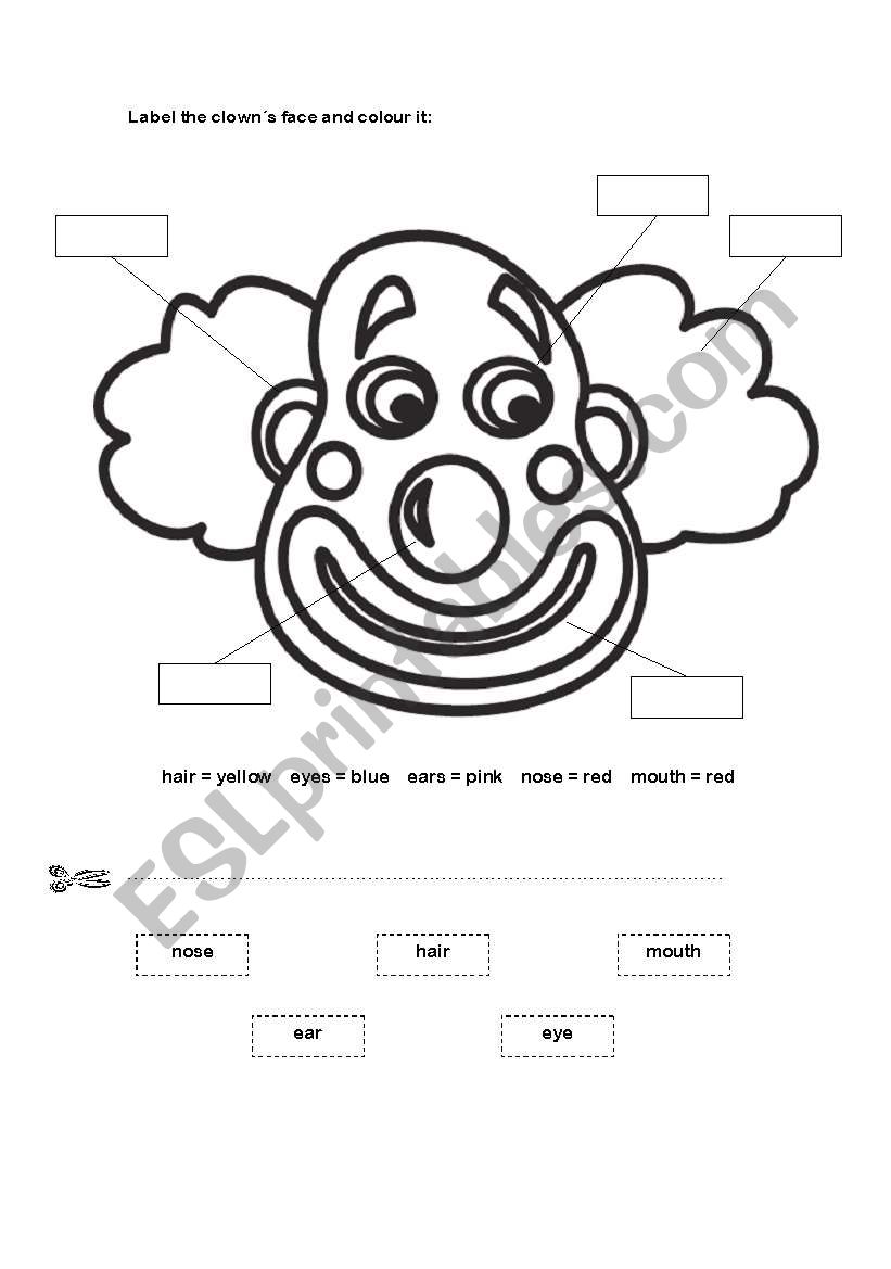 Clown´s Face - ESL worksheet by palacios