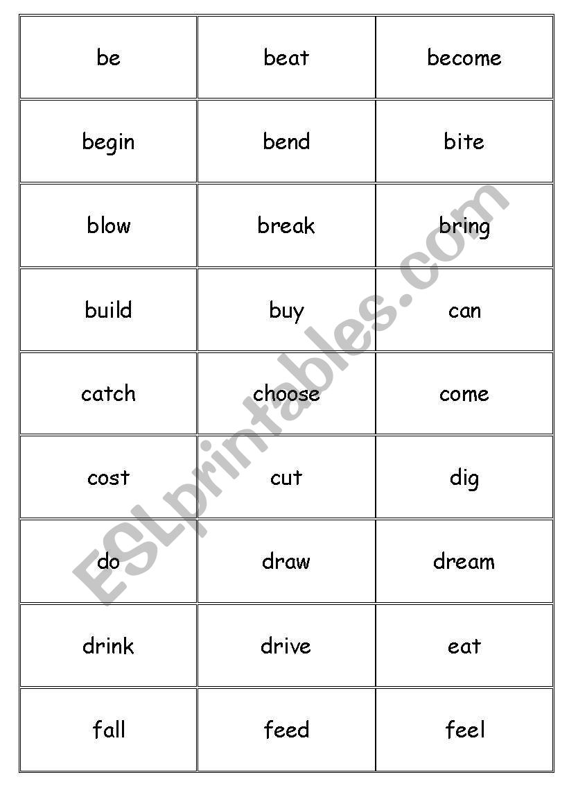 irregular verbs-practice cards-front