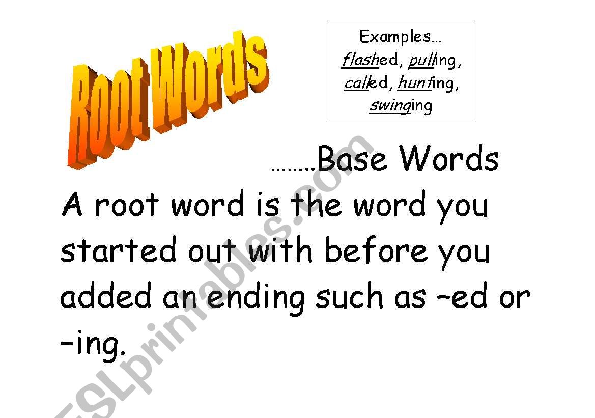 Root Words worksheet