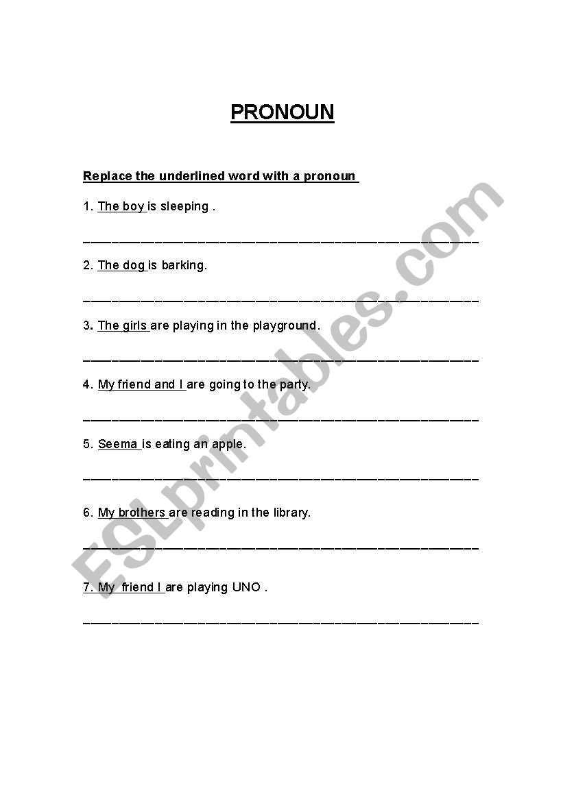 English worksheets: Pronoun worksheet