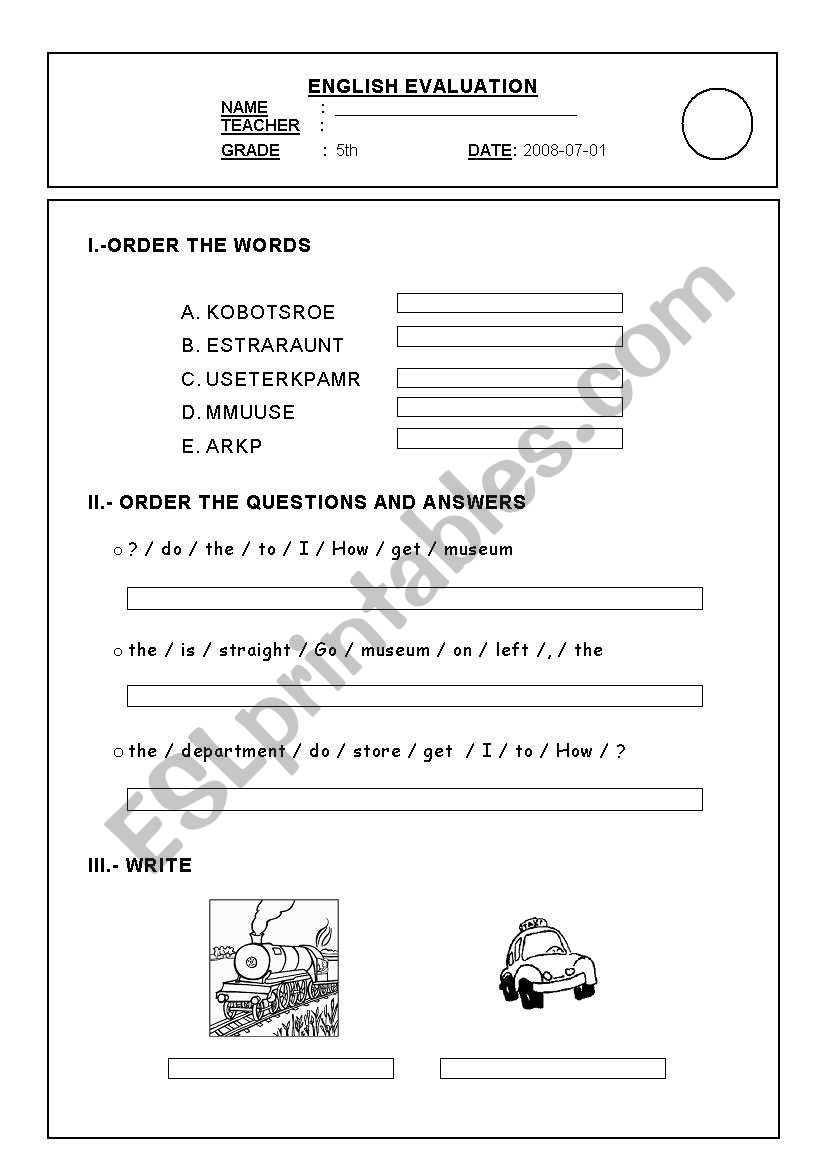 TEST FOR PRIMARY LEVEL worksheet