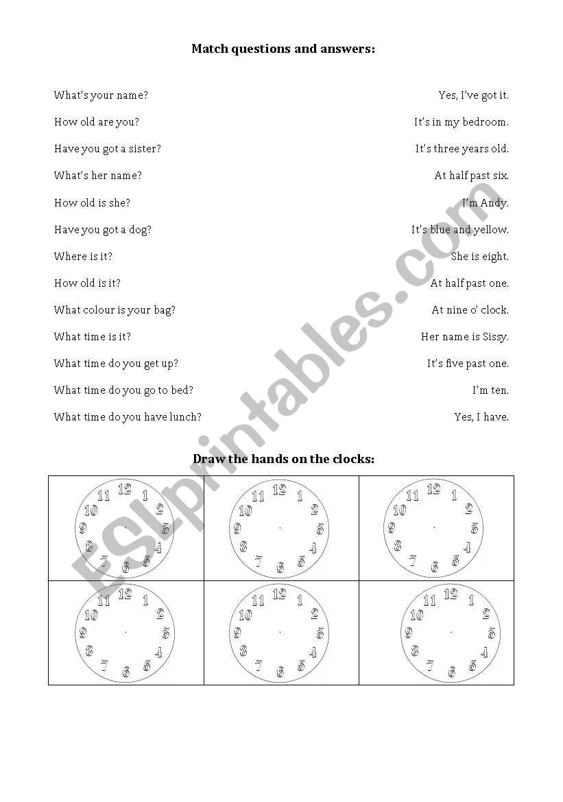 Matching and drawing worksheet