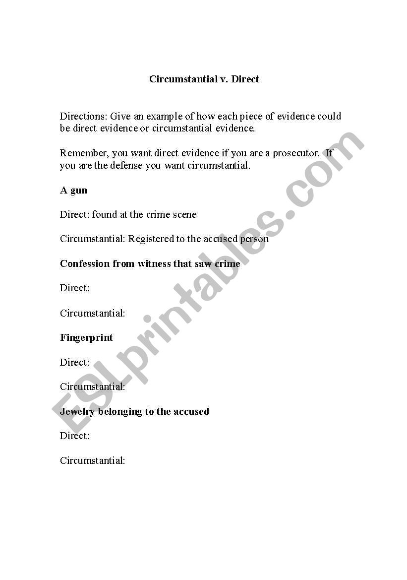 Circumstantial vs. Direct Evidence