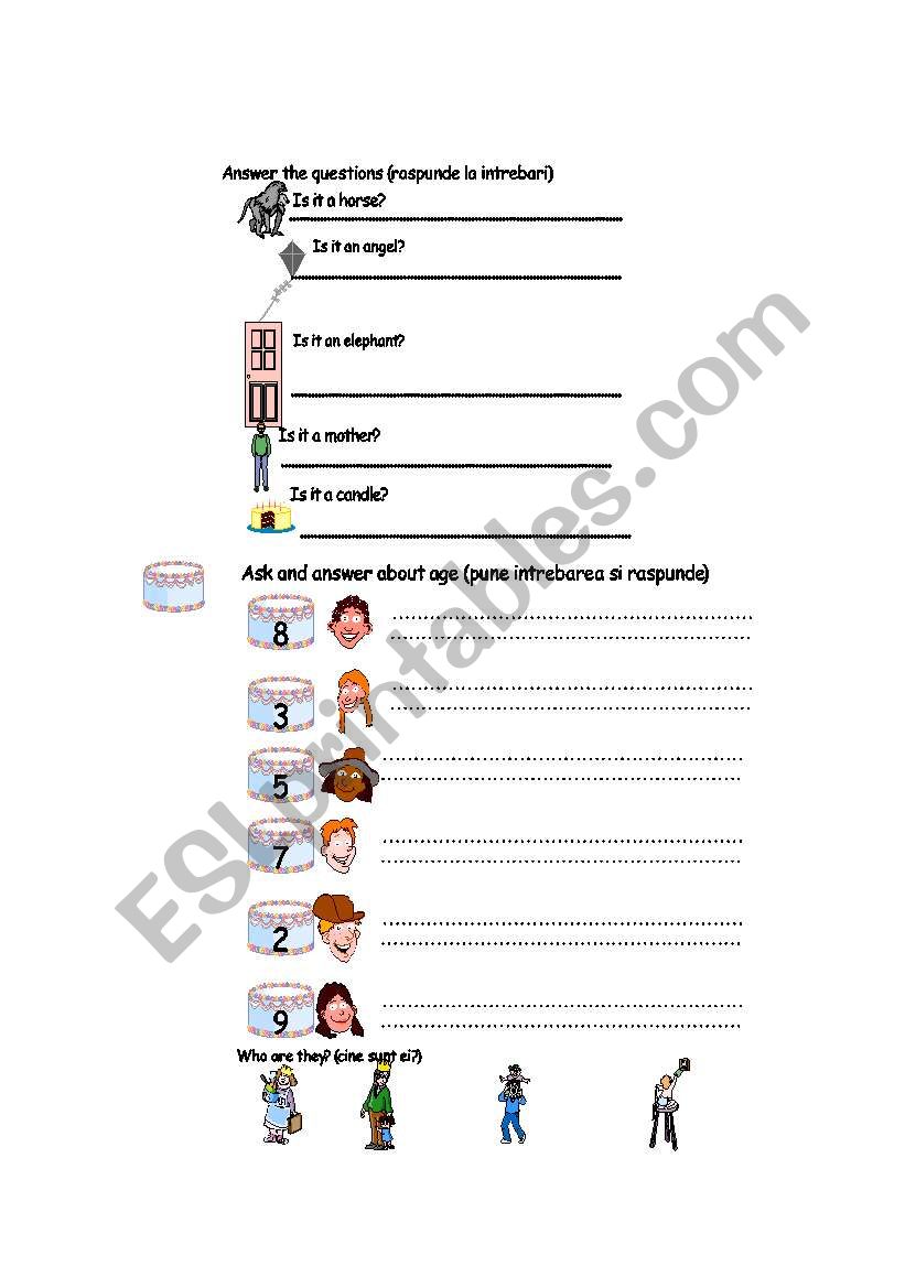 family age worksheet