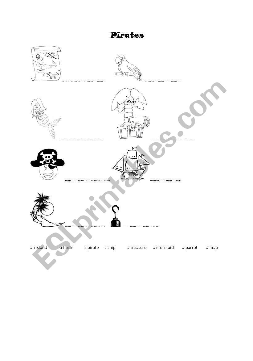 Pirates- vocaulary worksheet