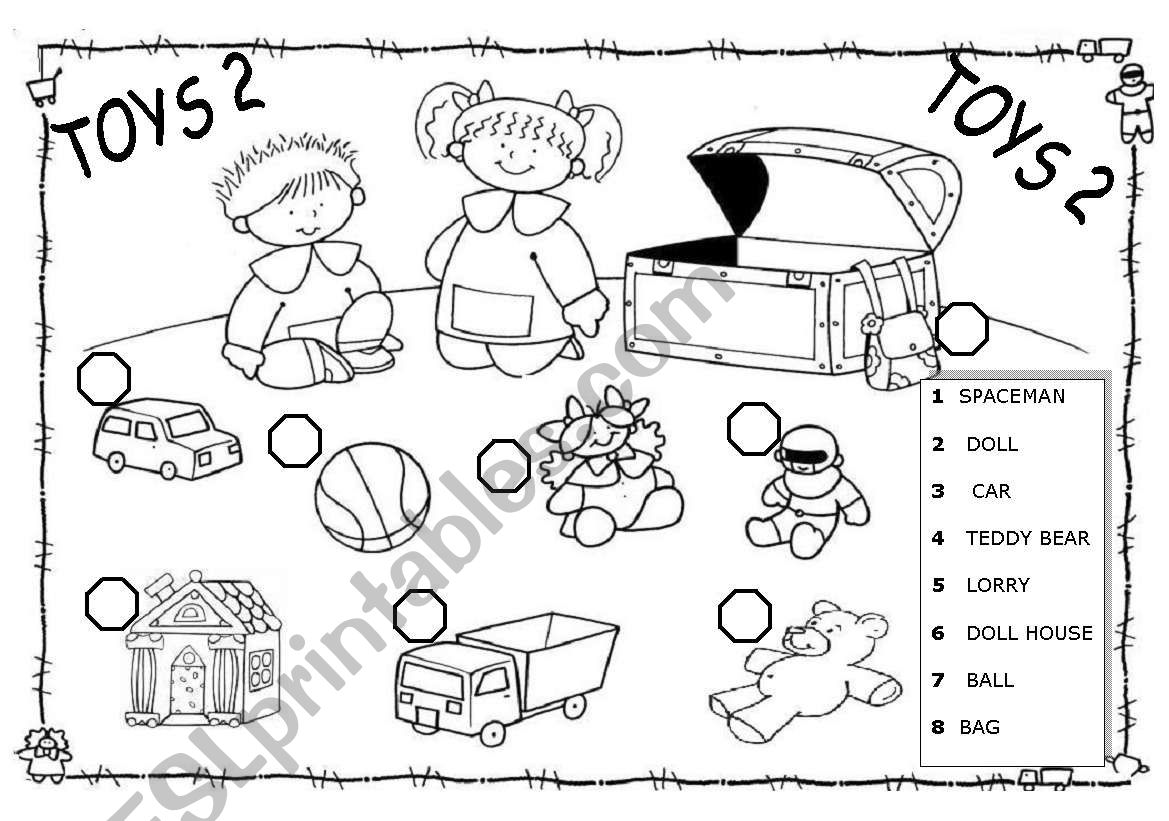 TOYS 2 - B&W – especially for very Young learners - ESL worksheet by ...