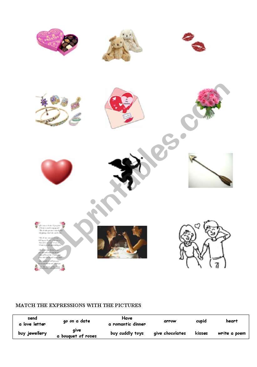 Valentines Day vocabulary worksheet