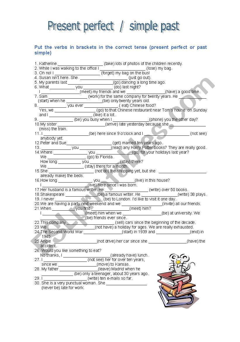 Present perfect - Past simple - ESL worksheet by chusin