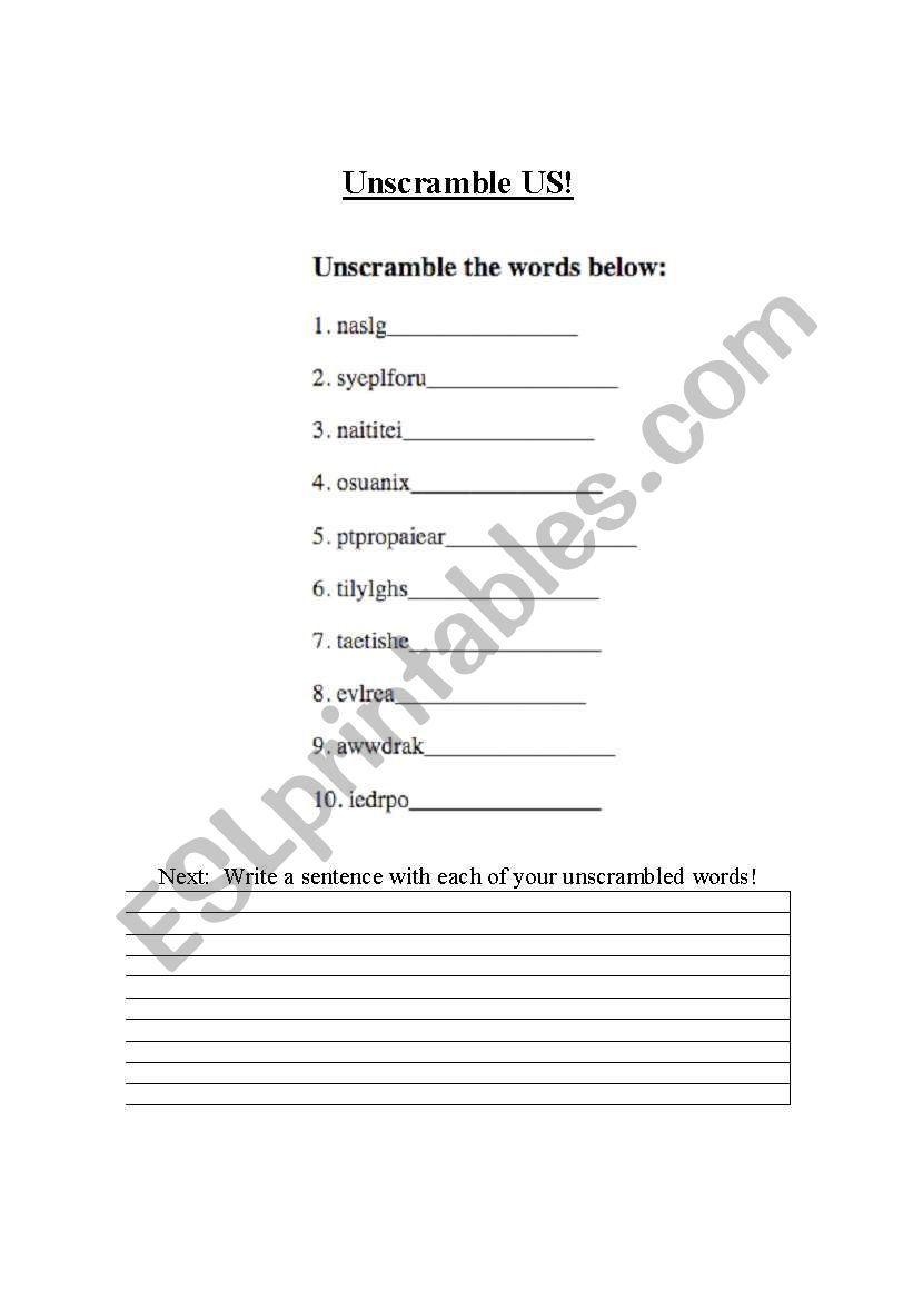 scramble worksheet