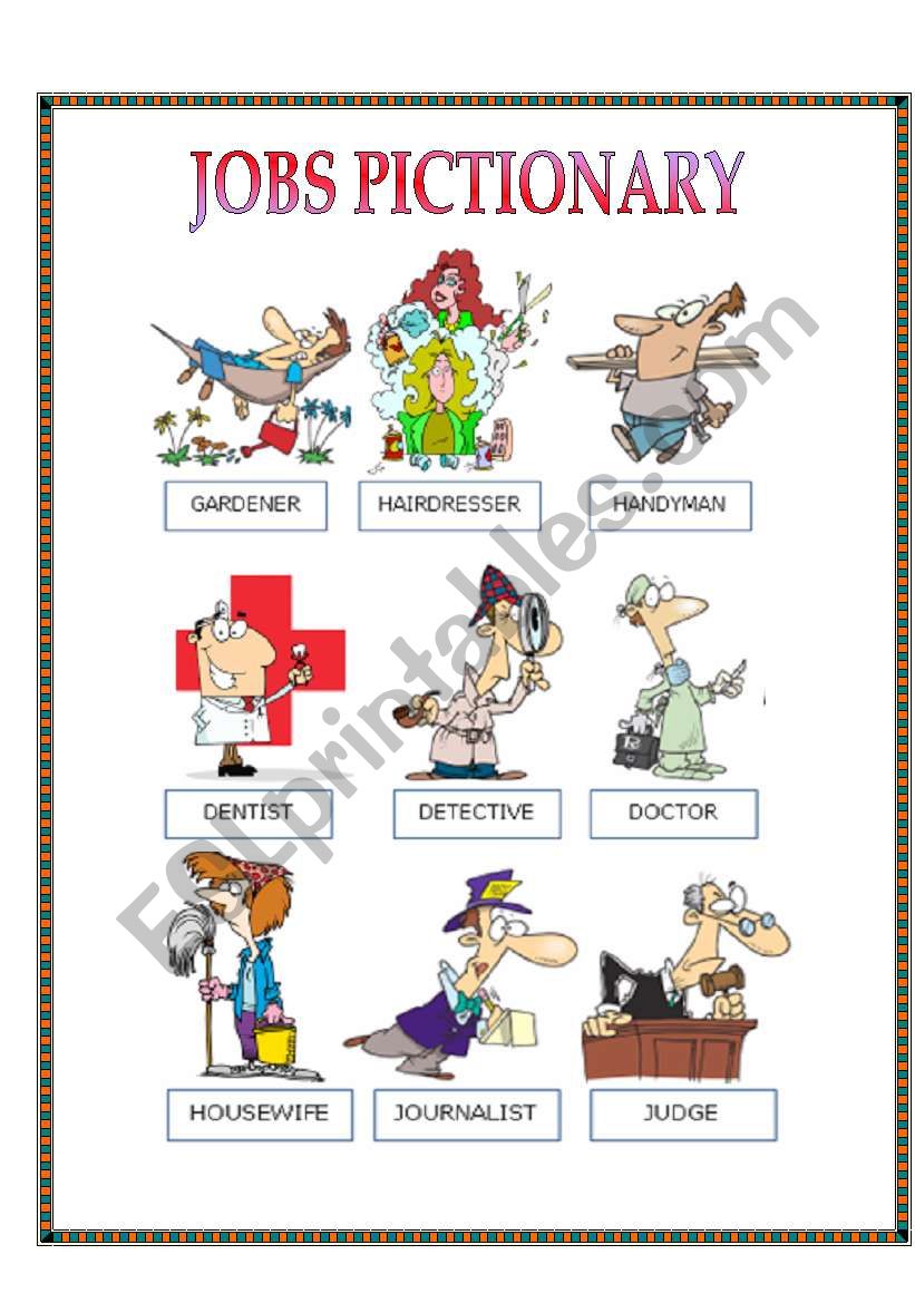 JOBS PICTIONARY - ESL Worksheet By Nayyara