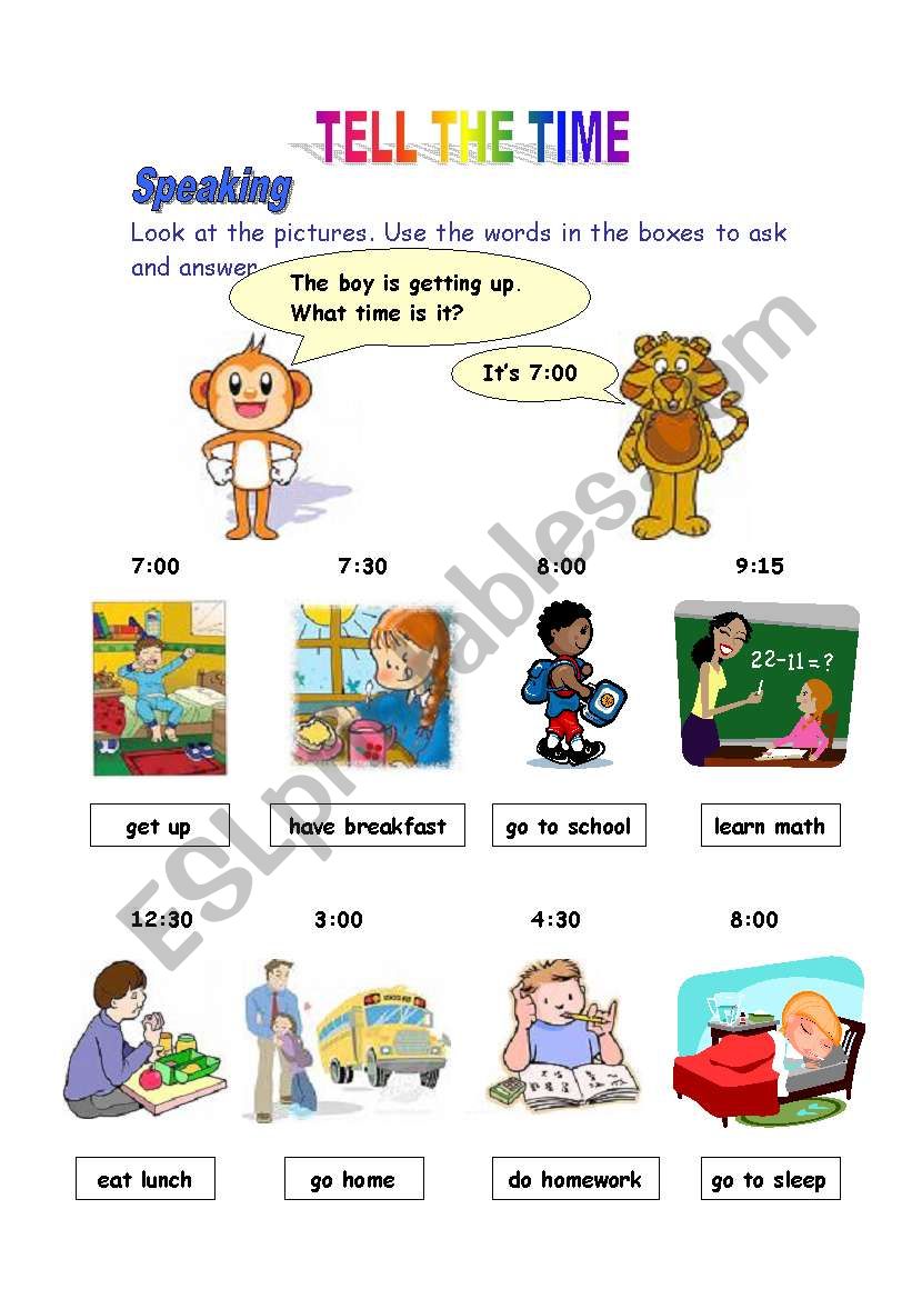 Tell the time worksheet