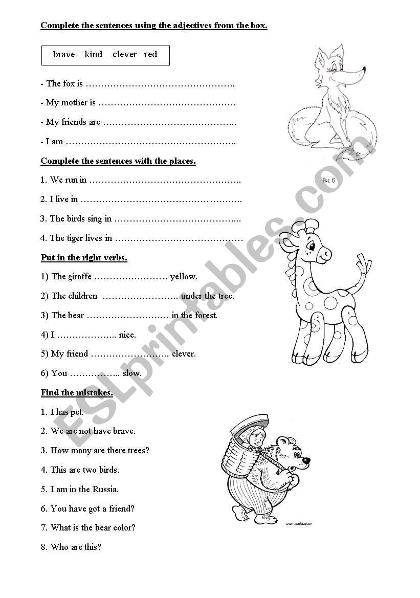 Elementary kids sentences - ESL worksheet by katrinsanna