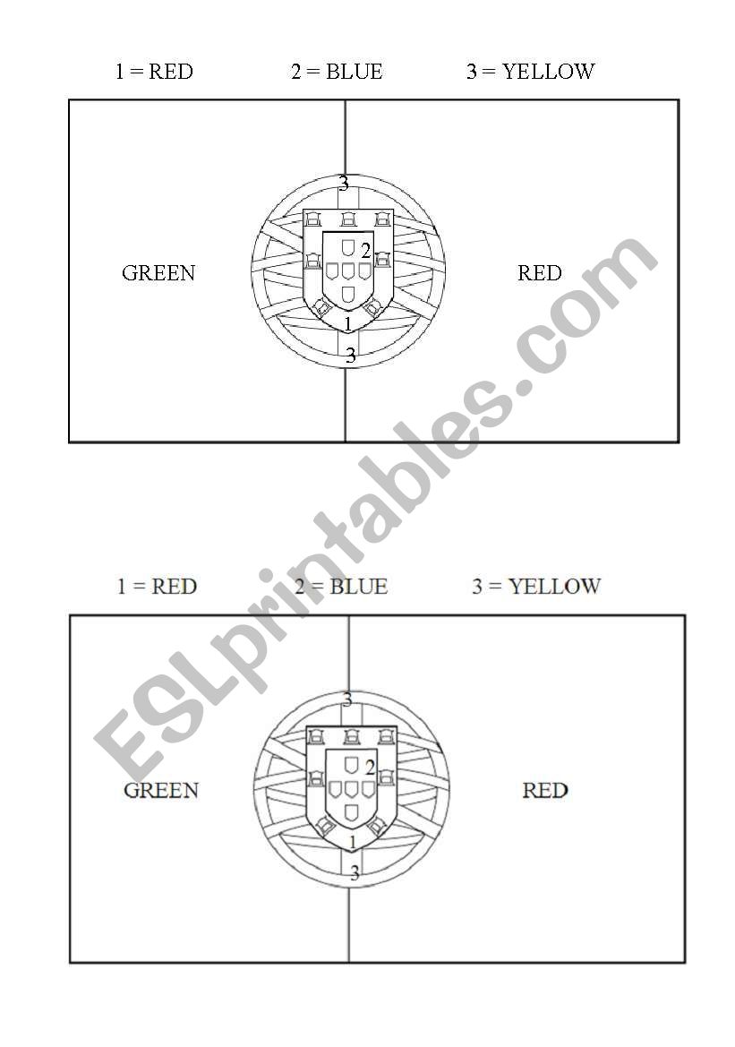 Portuguese flag worksheet