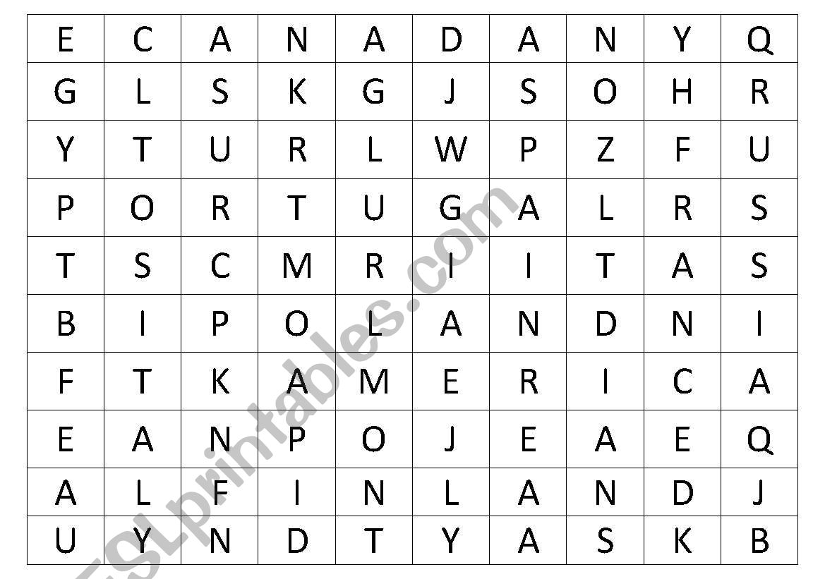 Countries / Crossword worksheet