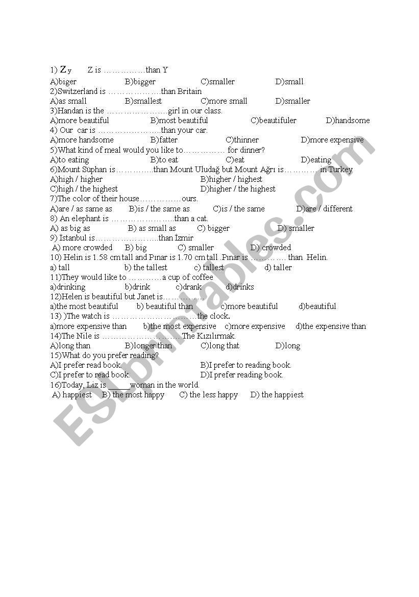 exam-7th. grade worksheet