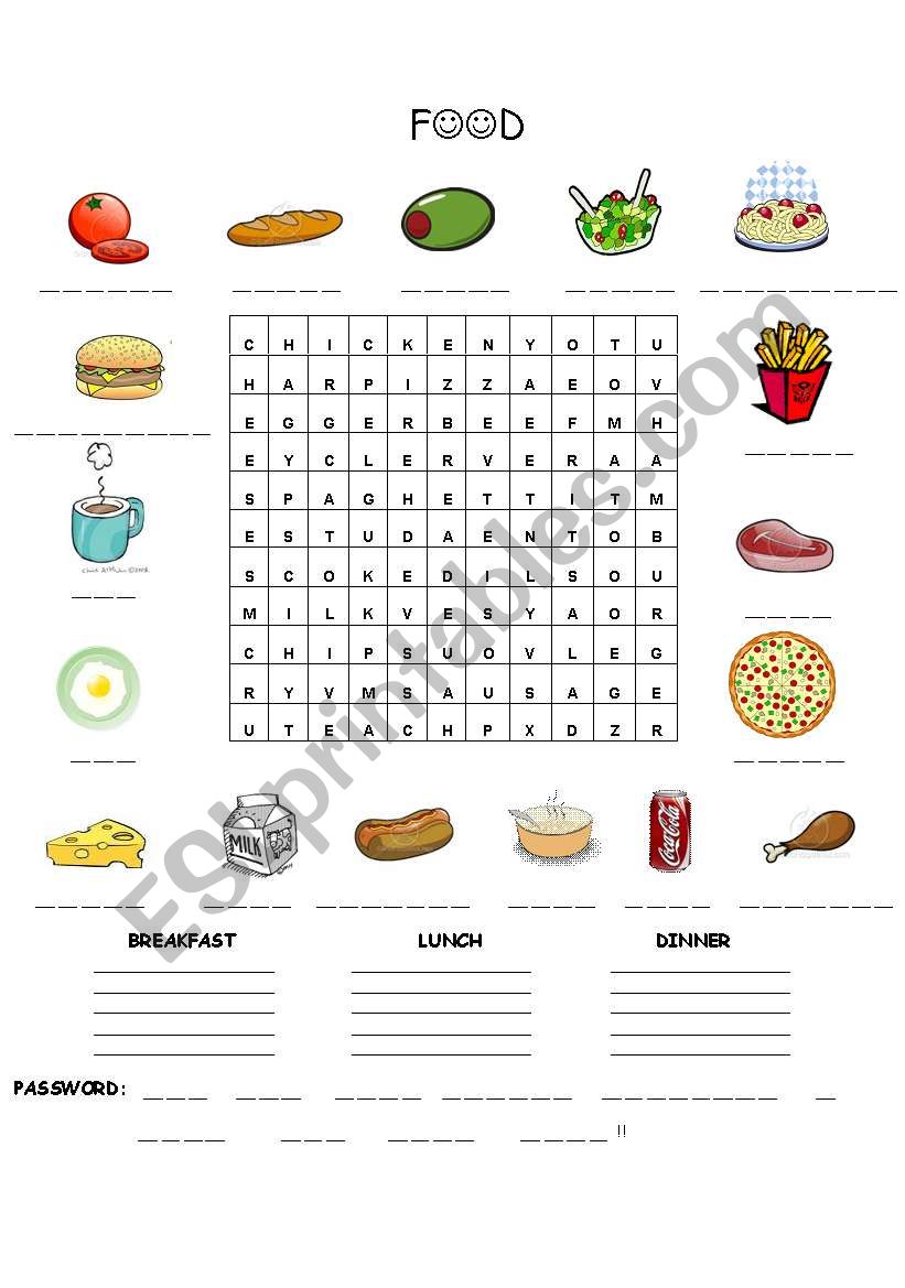 FOOD worksheet