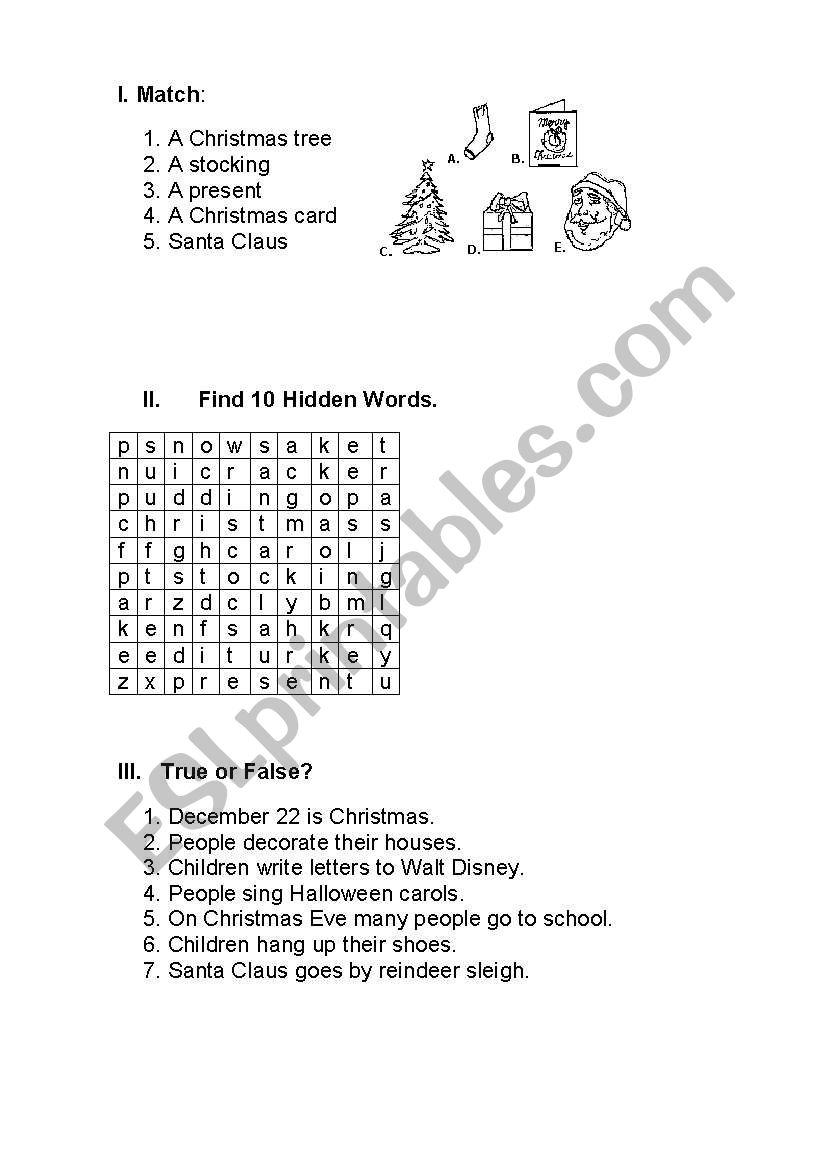 Christmas worksheet