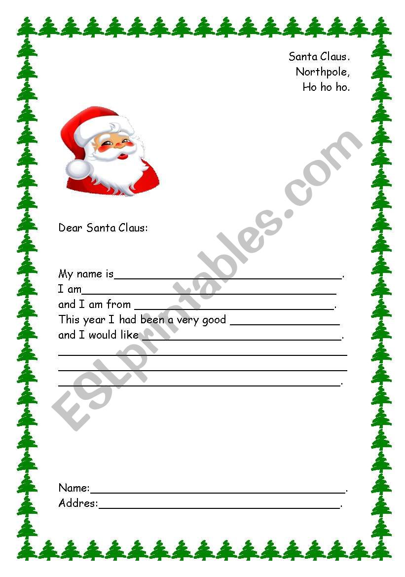 English worksheets: Carta a Santa Claus.