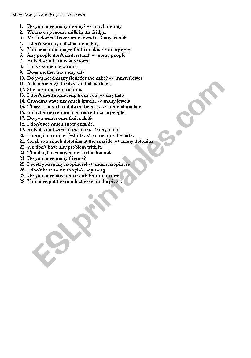 Much, Many, Some,Any - snakes and ladders boardgame - ESL worksheet by  Catalina Sorina