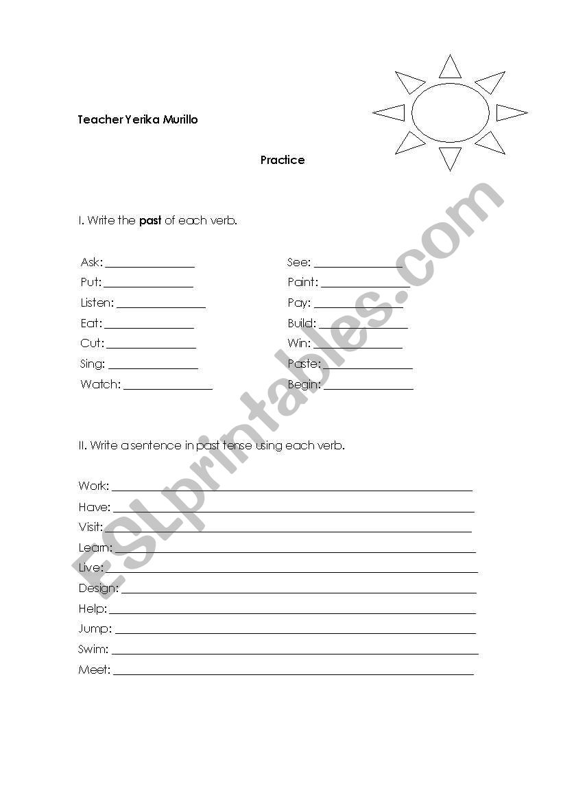 past tense practice worksheet