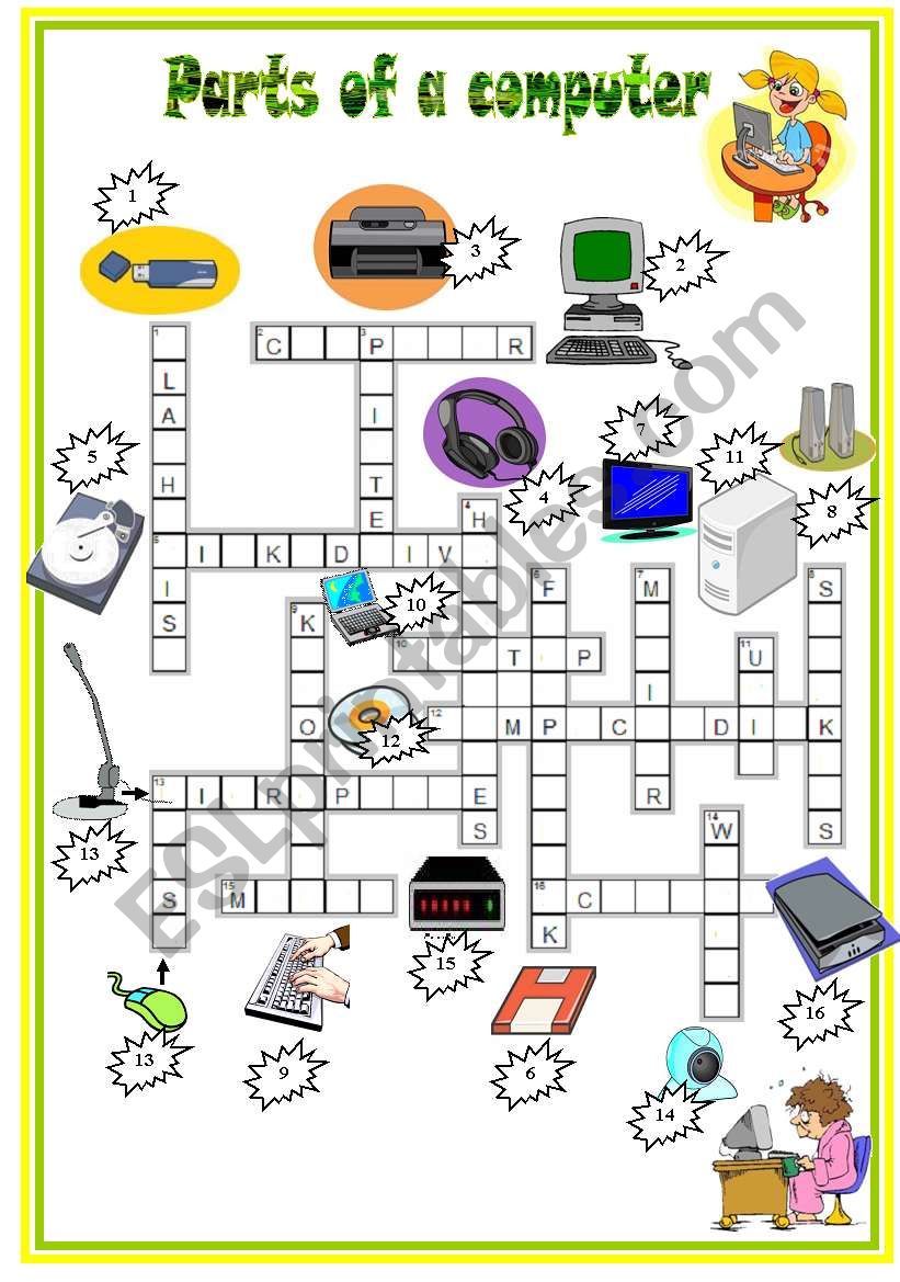 Lager Elend Lehrbuch Computer Crossword Puzzle Eindruck Treiber Vielfalt