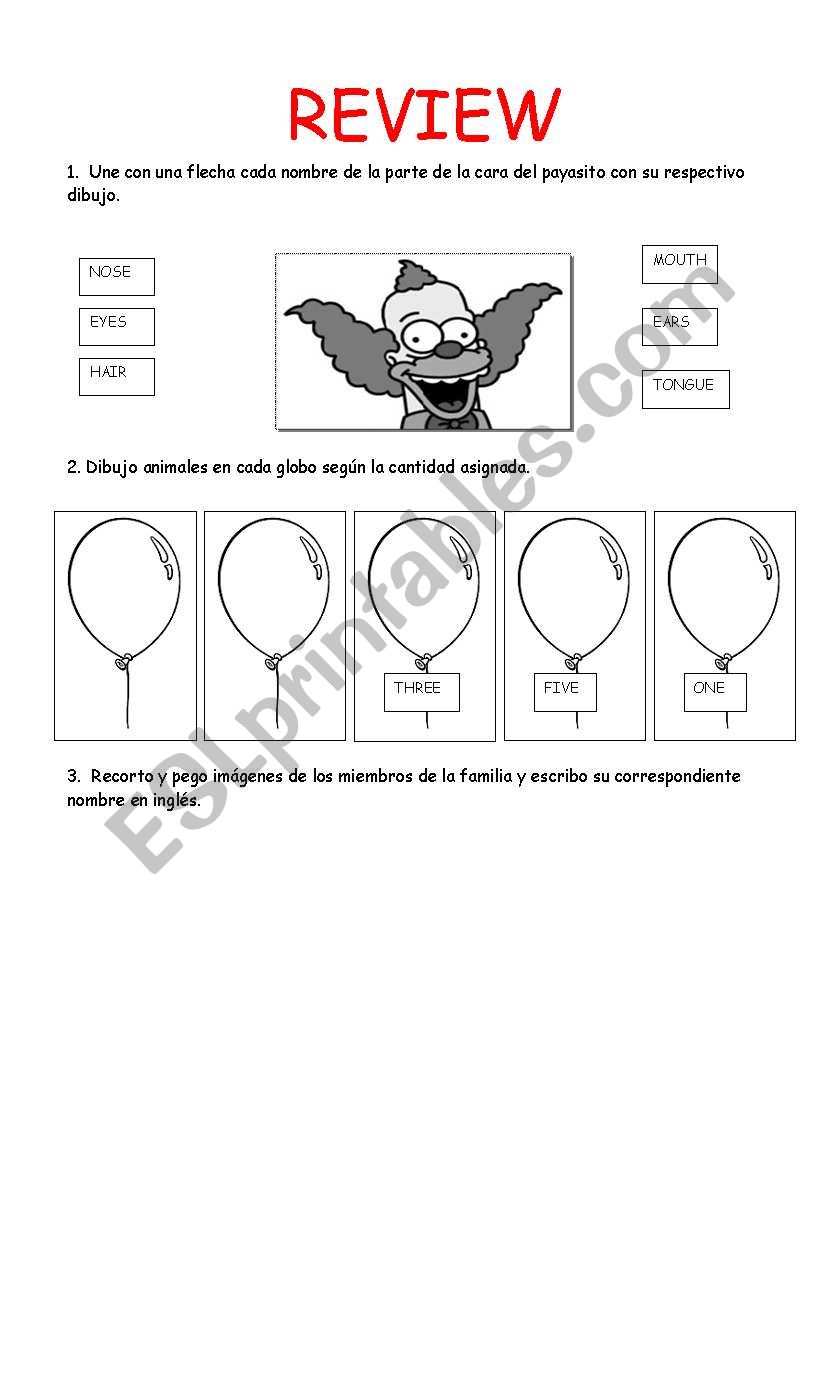 REVIEW FACES PARTS AND NUMBERS 