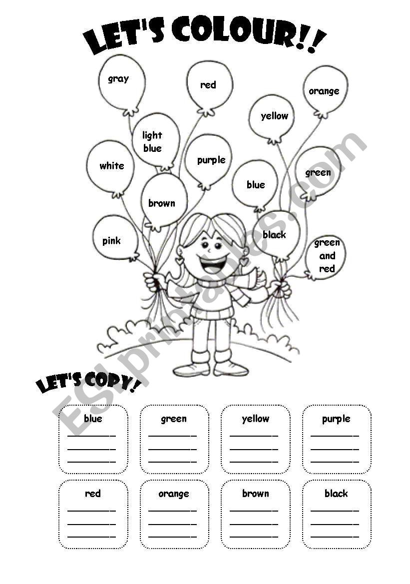 LET´S COLOUR THE BALLOONS - ESL worksheet by Fabiola Salinas