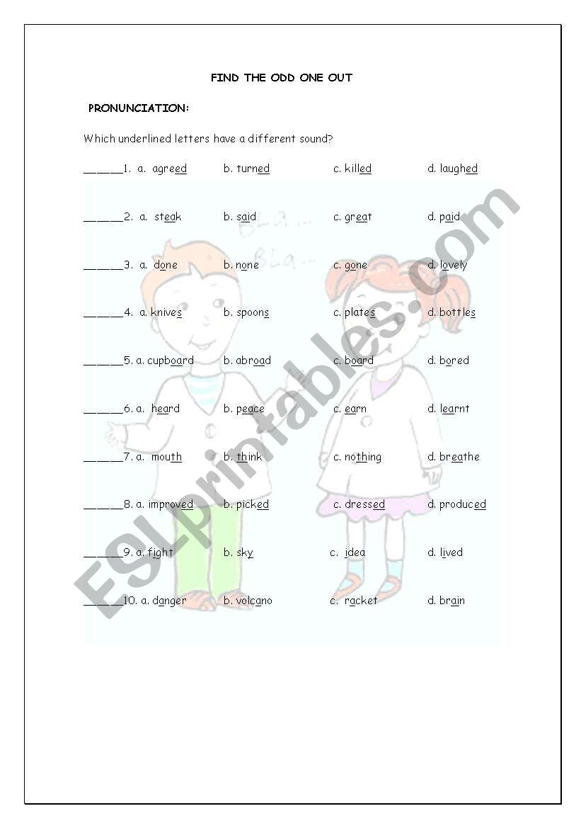 Find the odd man out worksheet