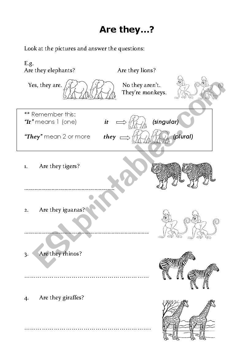 Are they...? Yes, they are/ No, they aren´t. - ESL worksheet by Pakis10