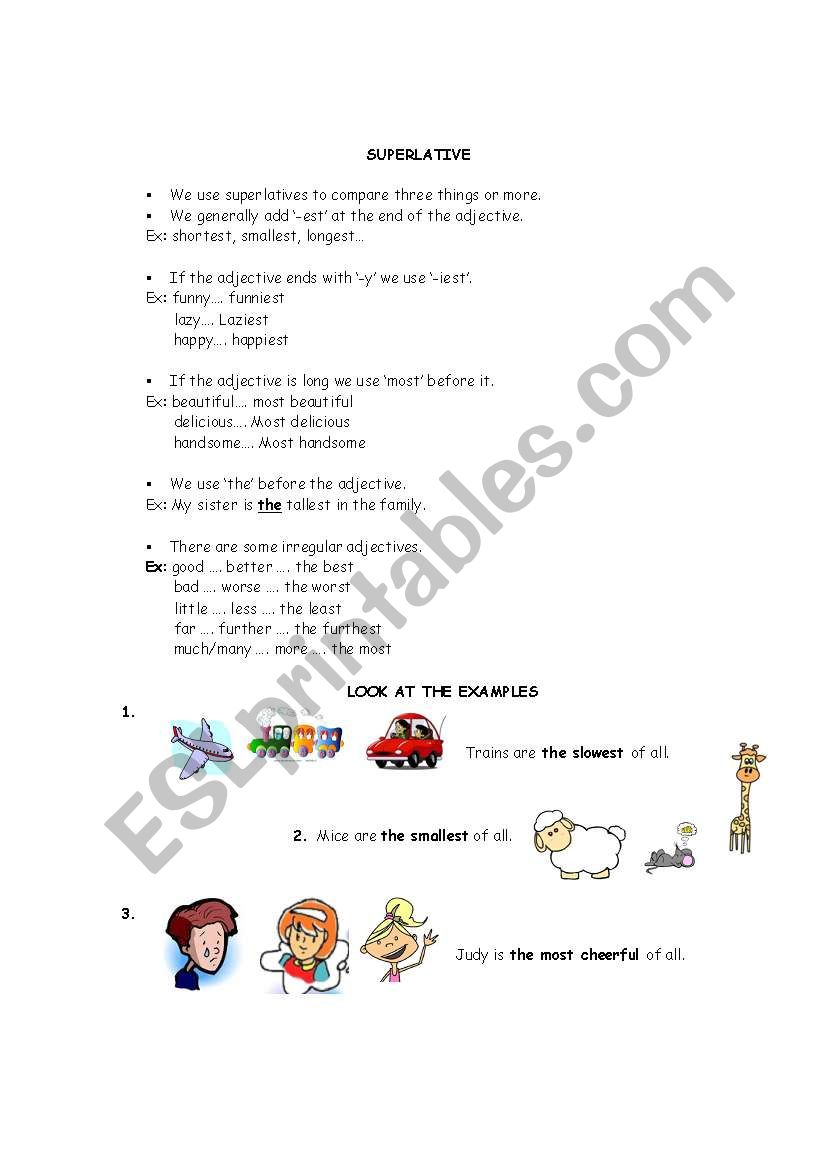 superlative worksheet