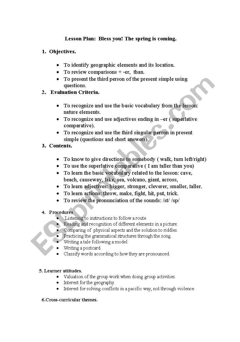 Lesson Plan: Spring is here!  worksheet